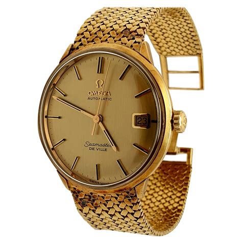 omega deville all 18k gold mens watch|omega de ville vintage watches.